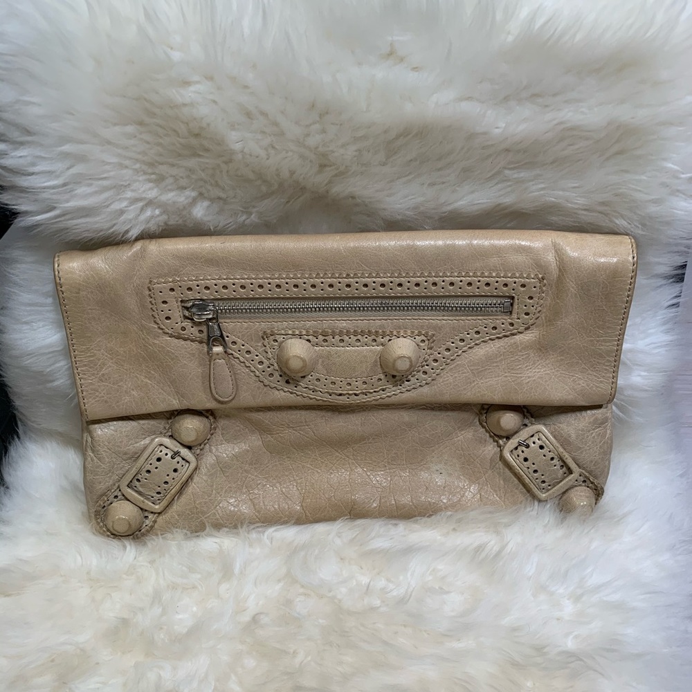 COPY - cream large balenciaga clutch
